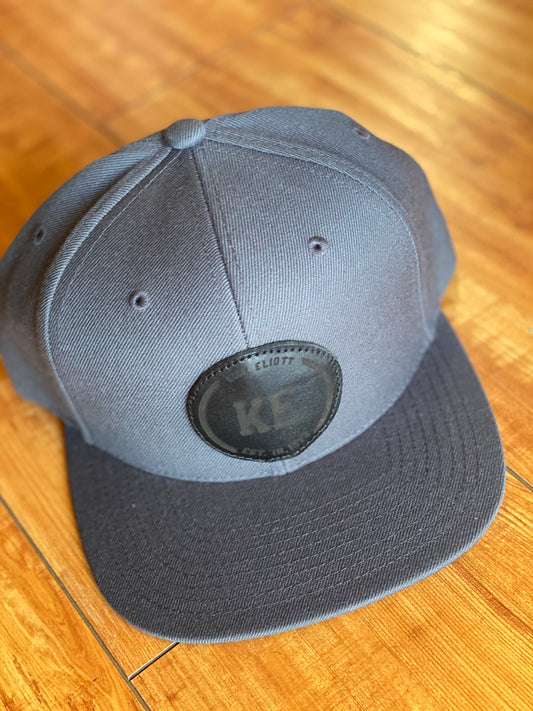 KE ‘CLASSIC LOGO’ Grey on Black Leather Patch Hat